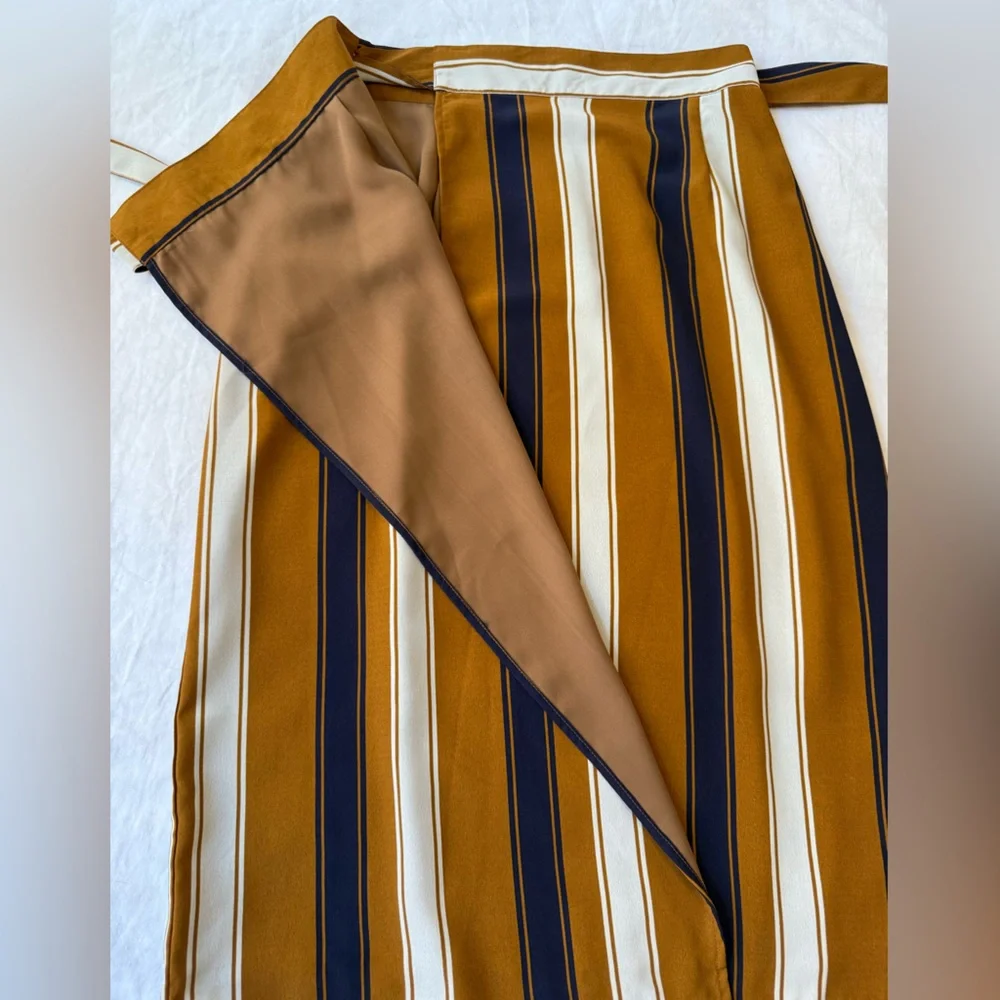 Striped Midi Skirt in Mustard and Navy - Picture 2 of 3